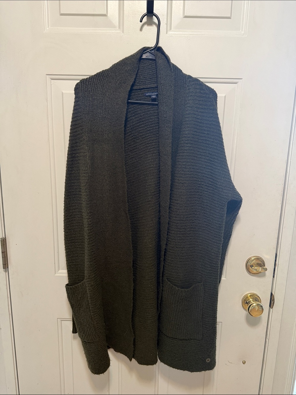 American Eagle Outfitters Olive Green Open Front Knit Cardigan